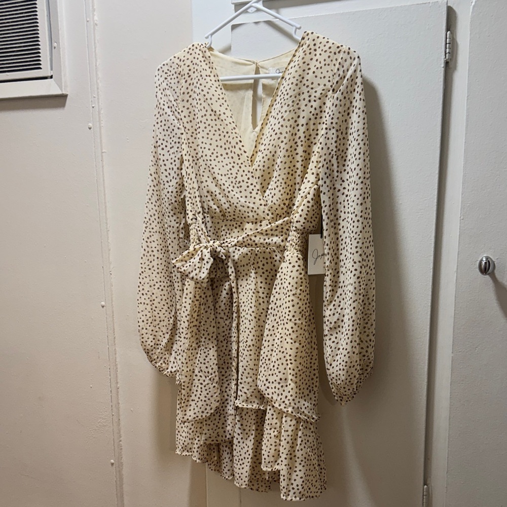 Japna Cream Polka Dot Mini Dress